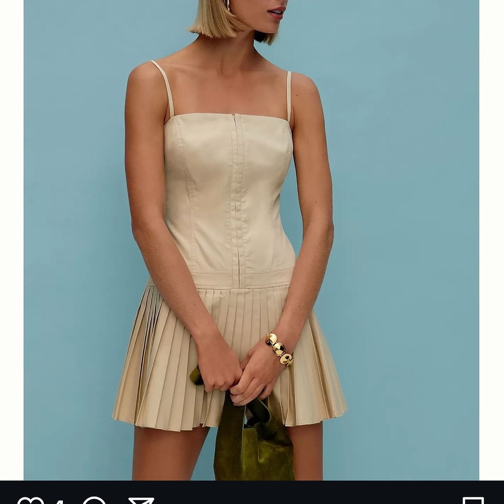 Anthropologie Elegant Cream Pleated Dress